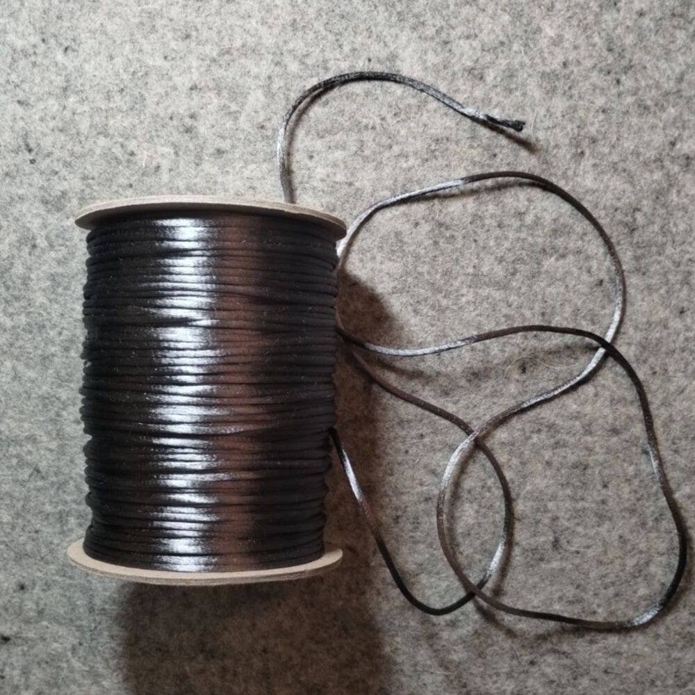 Offray #2 Heavyweight Rattail Cord, 2 mm 144 Yards, Satin Cording, Dark Grey NEW